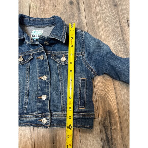 Old Navy XS Denim Jean Jacket Girls Stretch Fit Dark Wash Casual Layering - Picture 4 of 5